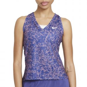 Nike Court Dri-FIT Victory Printed Tennistop Dames paars/blauw XS